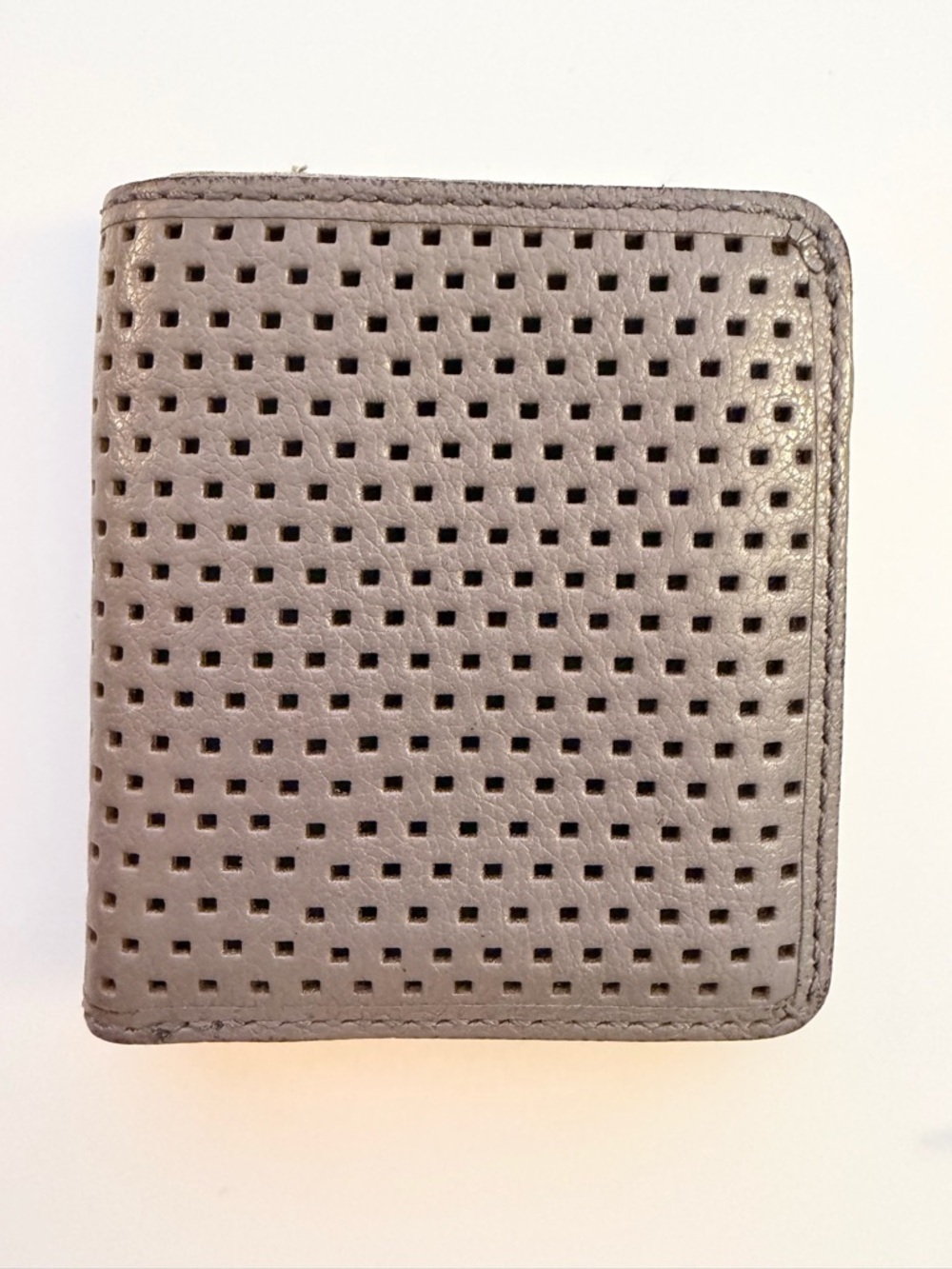 Fossil Perforated Leather Zip Wallet - Gray